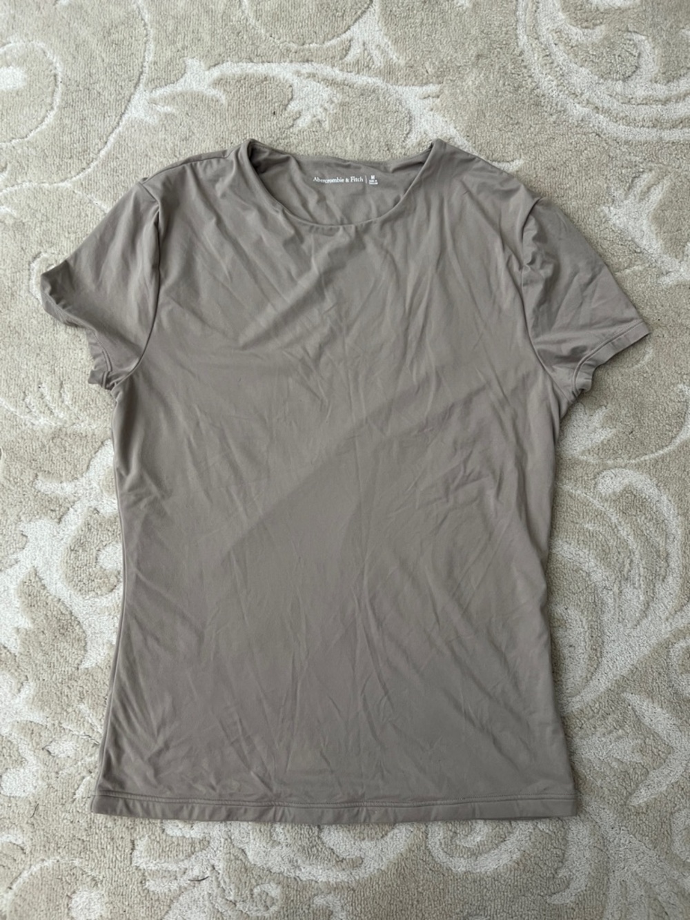 Abercrombie & Fitch Women's Taupe Short Sleeve Crewneck Tee